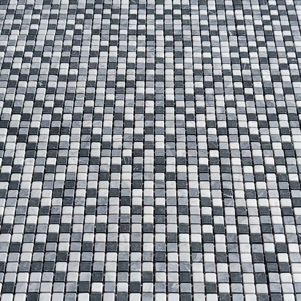 C227XT Carrara White Bardiglio Gray Marble Square Mosaic Tile