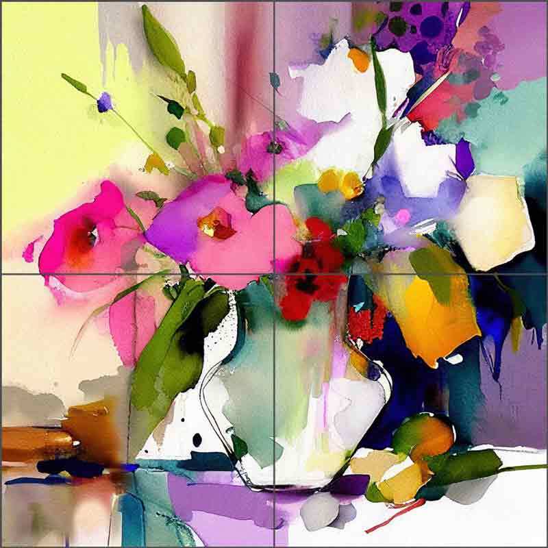 Floral Tile Backsplash Andrea Haase Flower Art Ceramic Mural OB-HAA1674