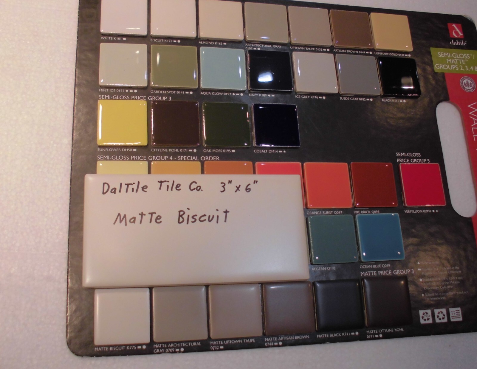 1 pc. Biscuit by Daltile #K775; 3″ X 6″ Matte Ceramic Tile; New Stock, Mint