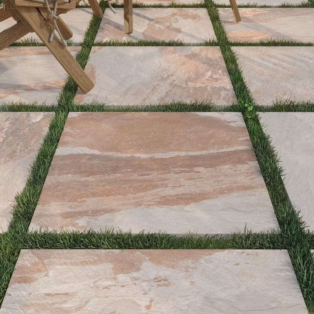 Flagstone Natural Cleft 24 In. X 24 In. X 0.75 In. Stone Look Porcelain Paver (C