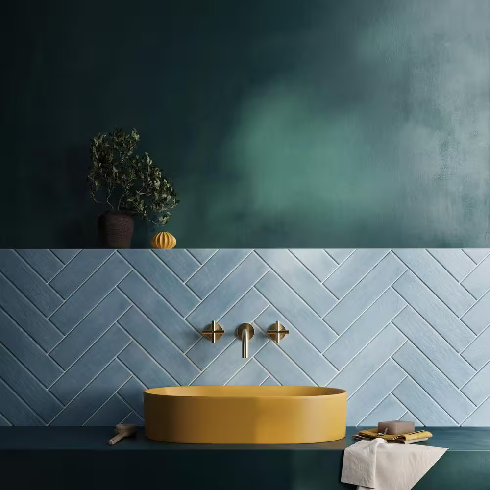 Strait Blue 3 In. X 12 In. 8 Mm Matte Ceramic Subway Wall Tile (22-Piece 5.38 Sq