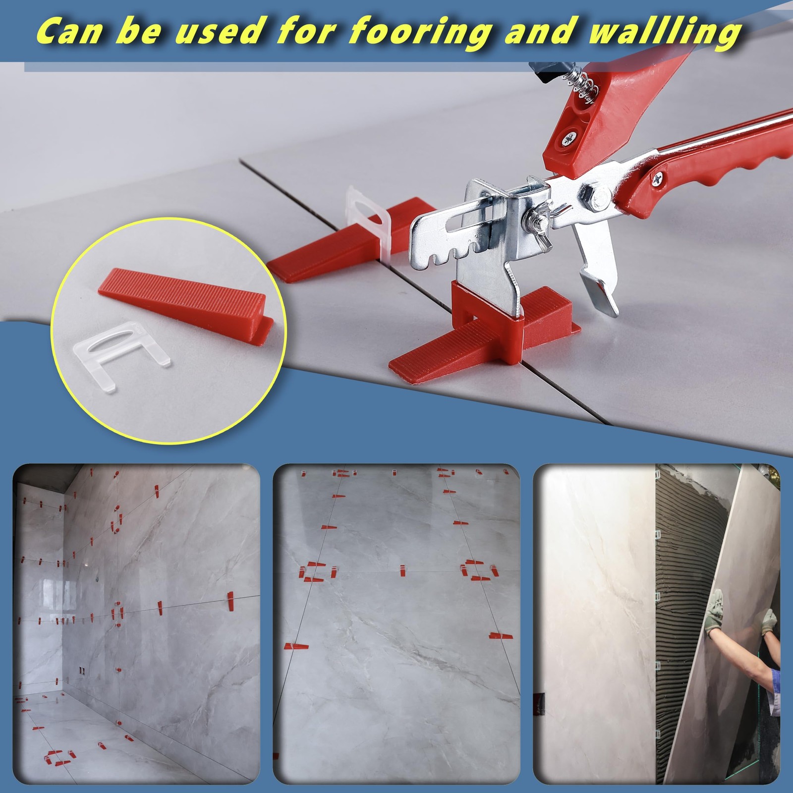 Tile Leveling System-500 pcs 1/16inch Spacers + 150 1/16 inch, Red