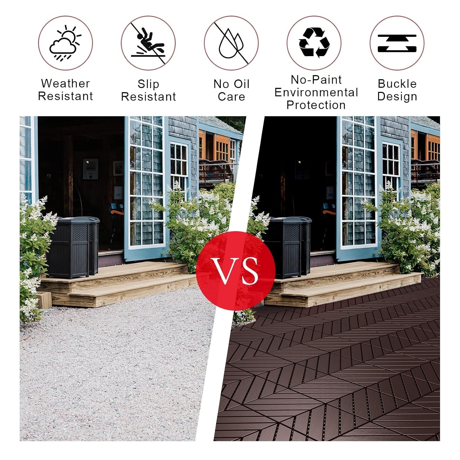Heavy-Duty Waterproof Outdoor Deck Tiles – 12″x12″ Interlocking Patio Pavers