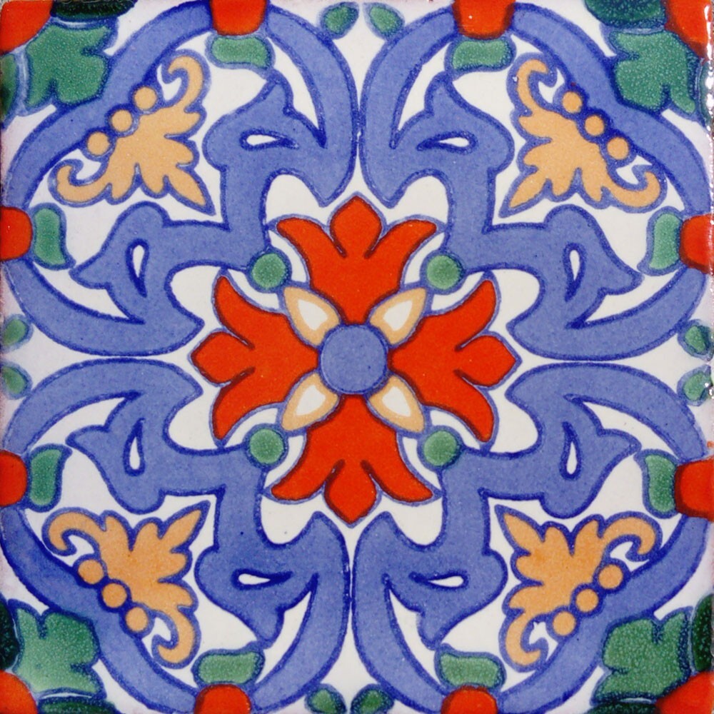 C#125) MEXICAN TILES CERAMIC HAND MADE SPANISH INFLUENCE TALAVERA MOSAIC ART