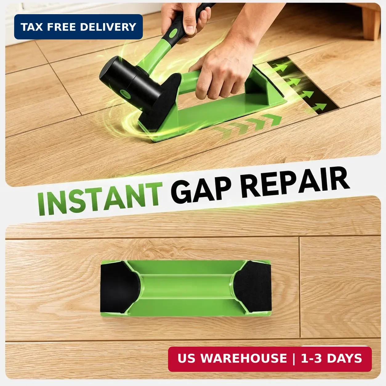 Floor Gap Repair Tool -Heavy Duty Iron Floor Gap Repair Tool with 4 Washable Reu