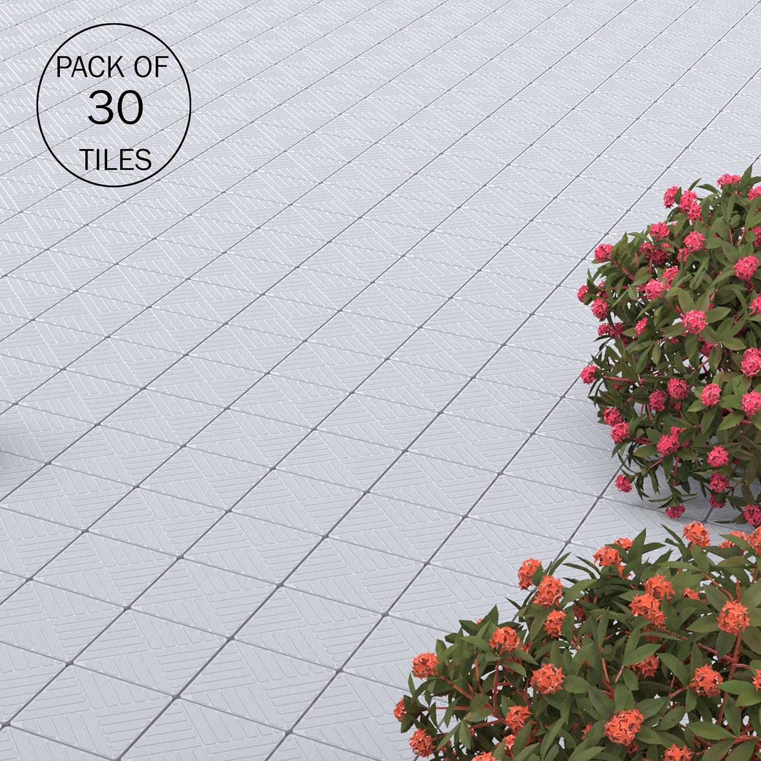 30-Pack Weather-Resistant Interlocking Patio Deck Tiles – Gray Outdoor Flooring
