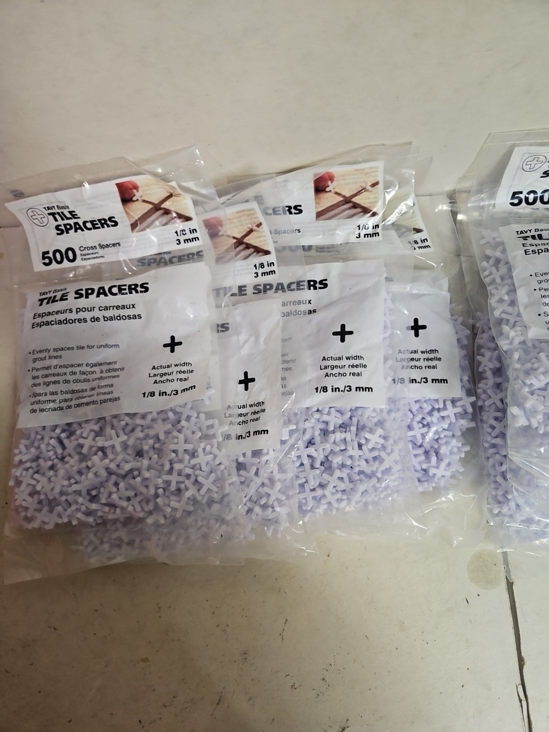 9 Bags Of Tile Spacers (1/8 In./3 mm) 500 Per Bag
