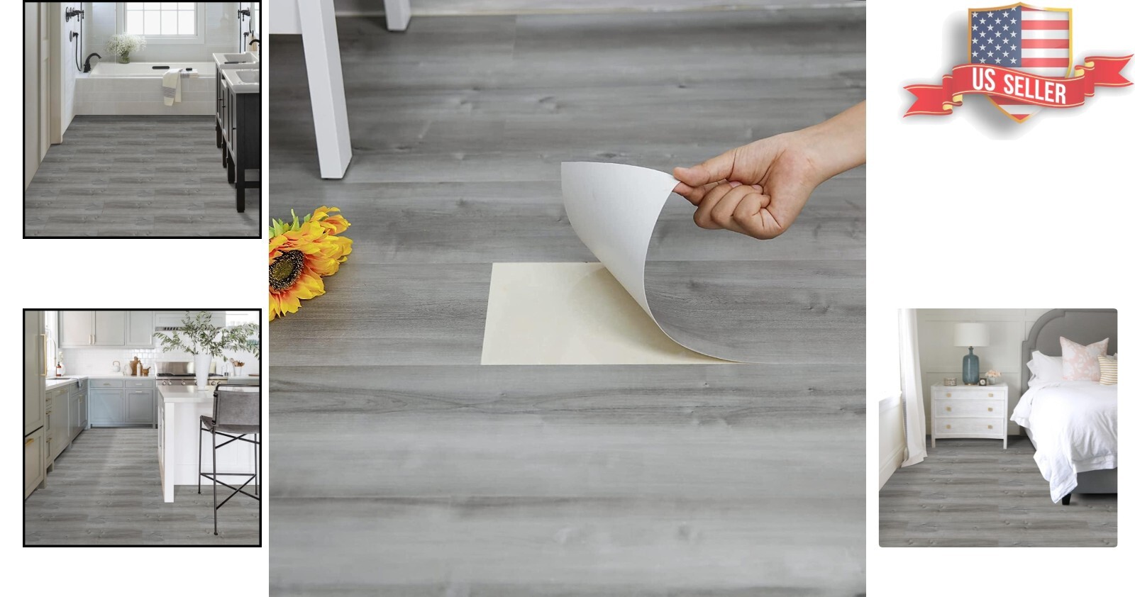 Versatile Peel and Stick Flooring – 60 Sq.Ft in Elegant Grey Wood Design
