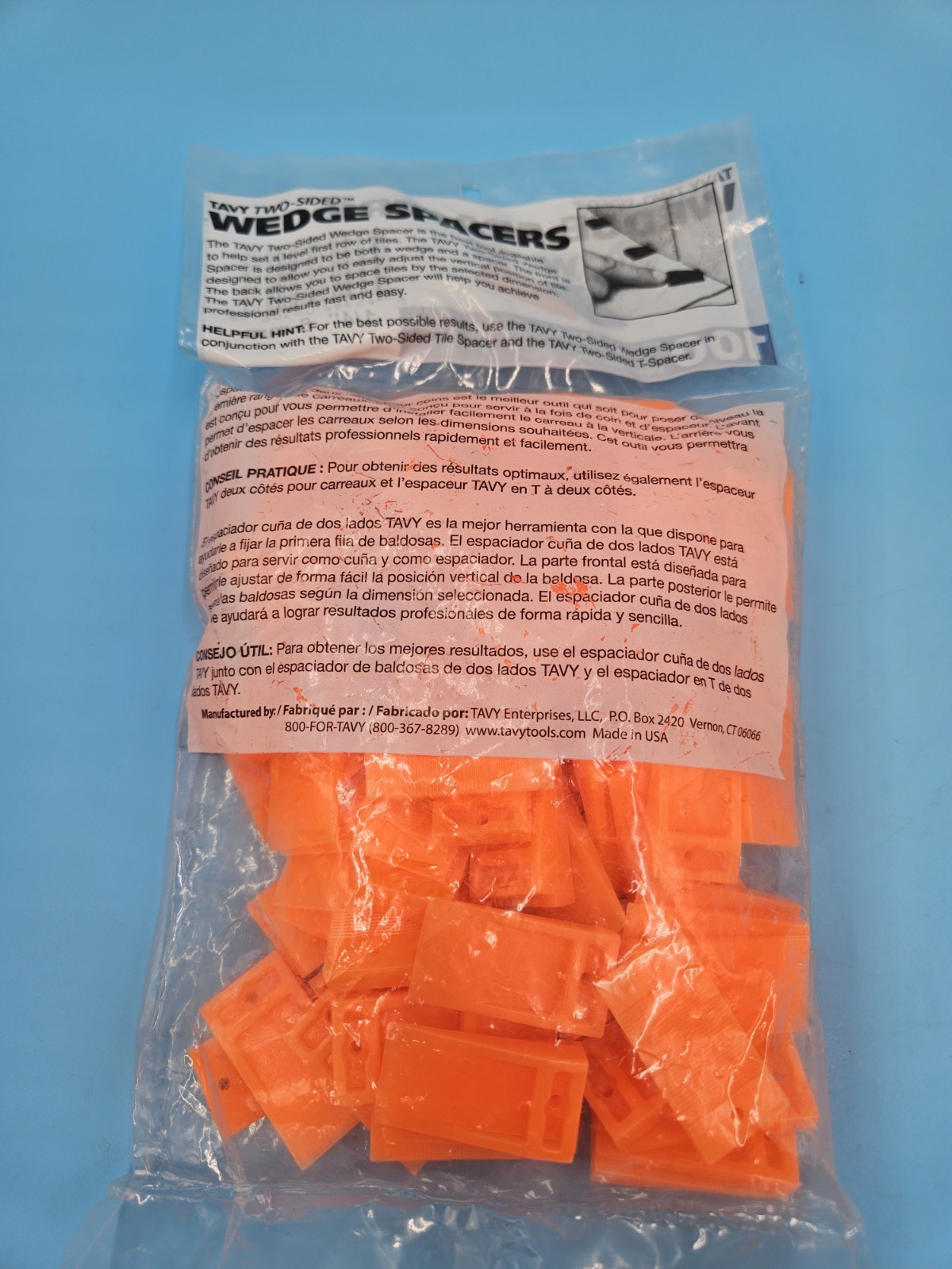 100 WEDGE SPACERS for Tile Marble 1/4″ 6mm ORANGE Plastic 2 Sided shim TAVY 5106