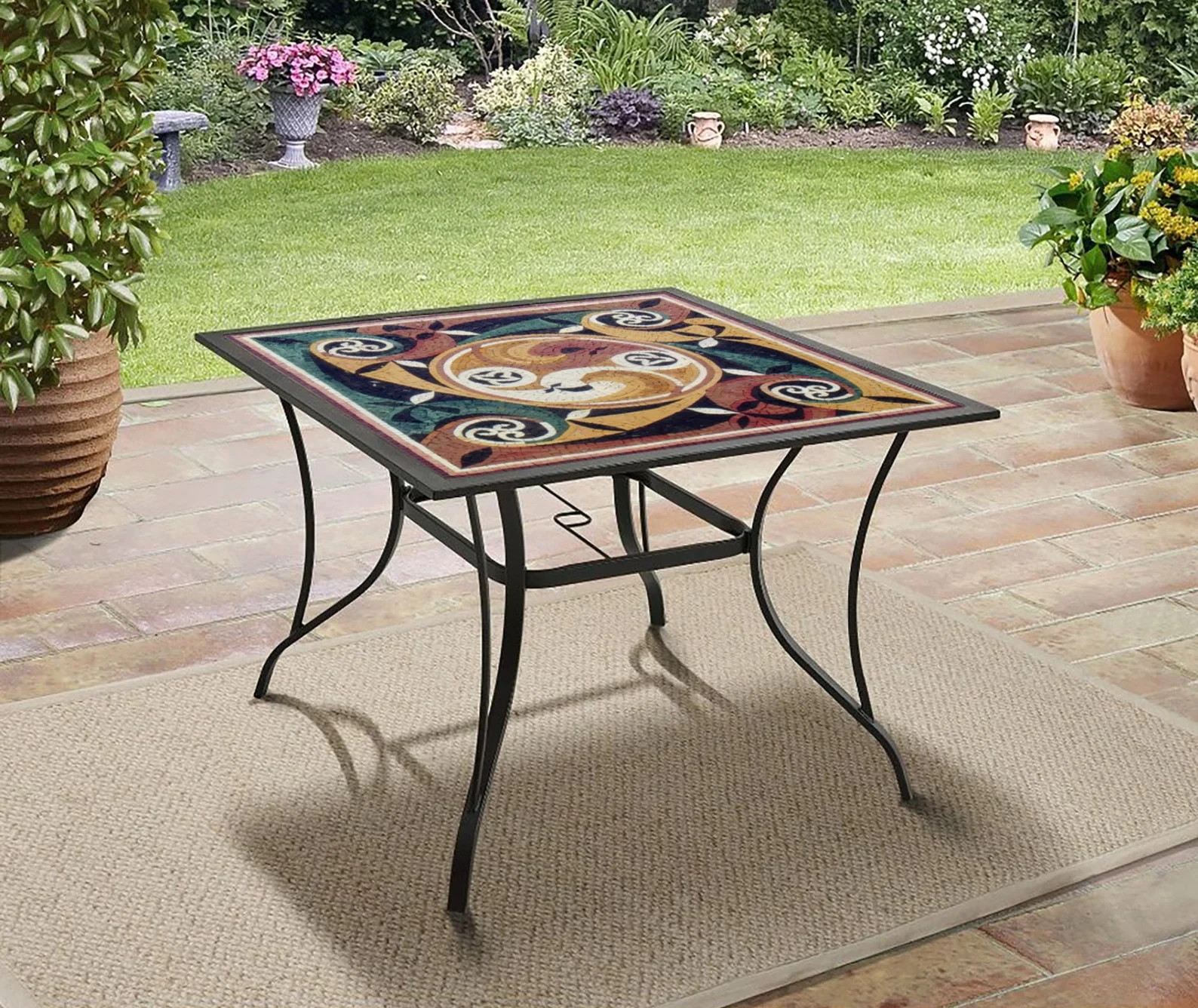 32” MEDALLION MOSAIC TILES | Square Shape Geometrical Pattern Mosaic Tiles