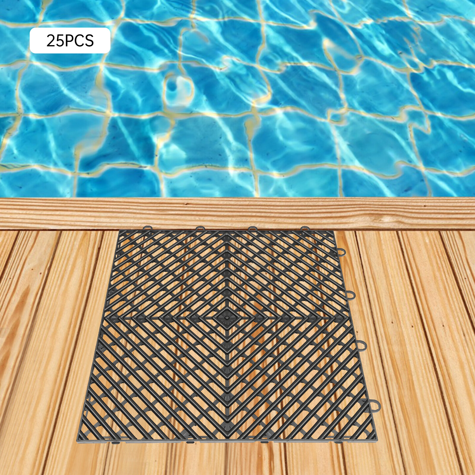 25PCS Interlocking Deck Tiles 30*30cm Drainage Tiles Modern Outdoor Floor Tiles