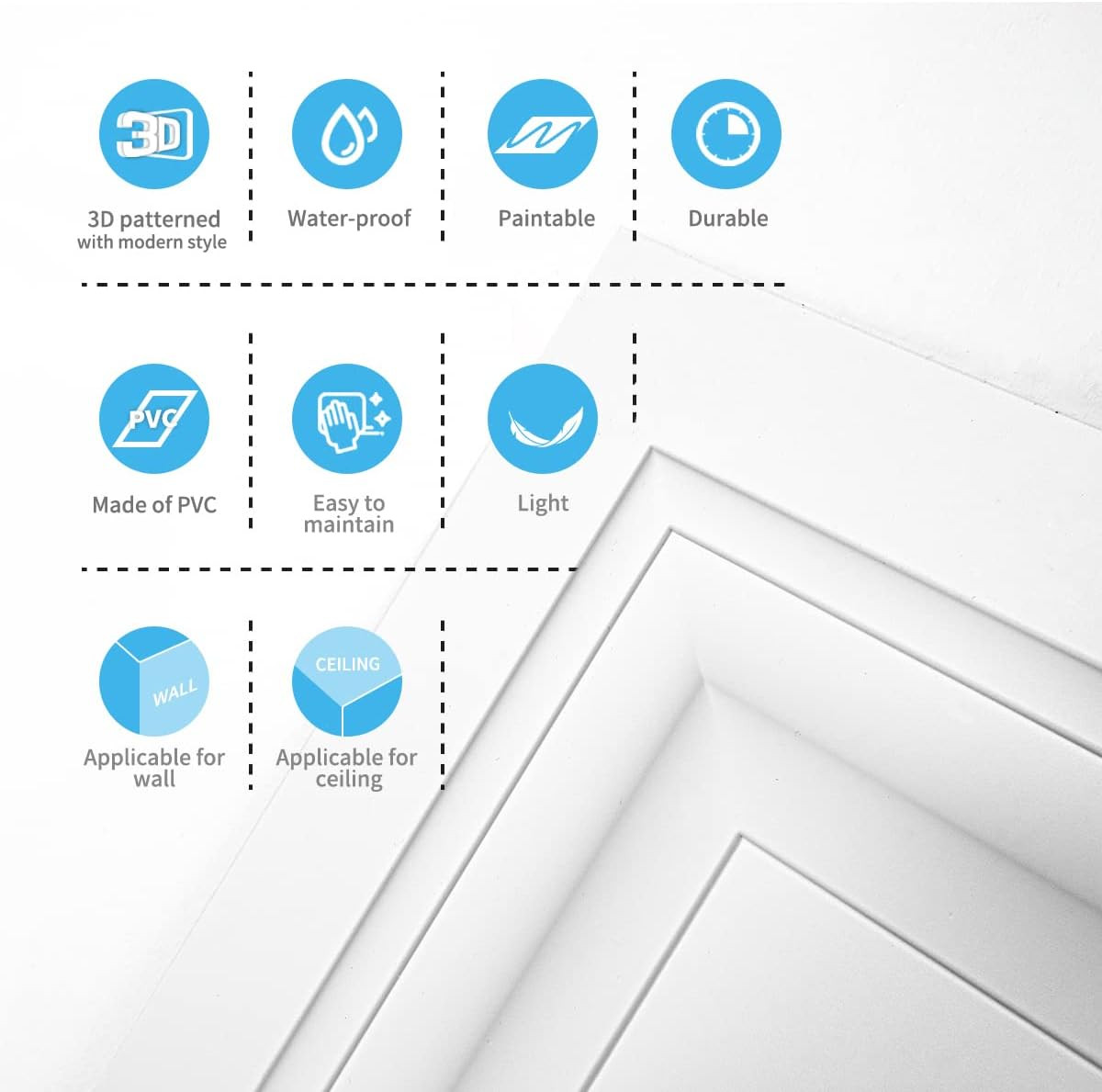 12-Pack 2×2 Ft White PVC Drop Ceiling Tiles for 15/16″ Grid System