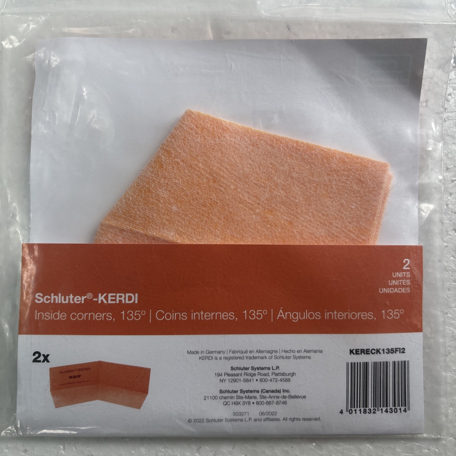 Kerdi-Kereck-F Pre-Formed 135 Waterproofing Inside Corners (2-Pack) KERECK135FI2