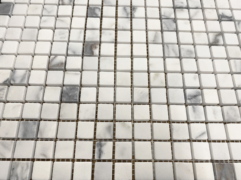 L22XH 5/8×5/8 Square Statuary Statuario White Marble Grid Mosaic Tile Honed