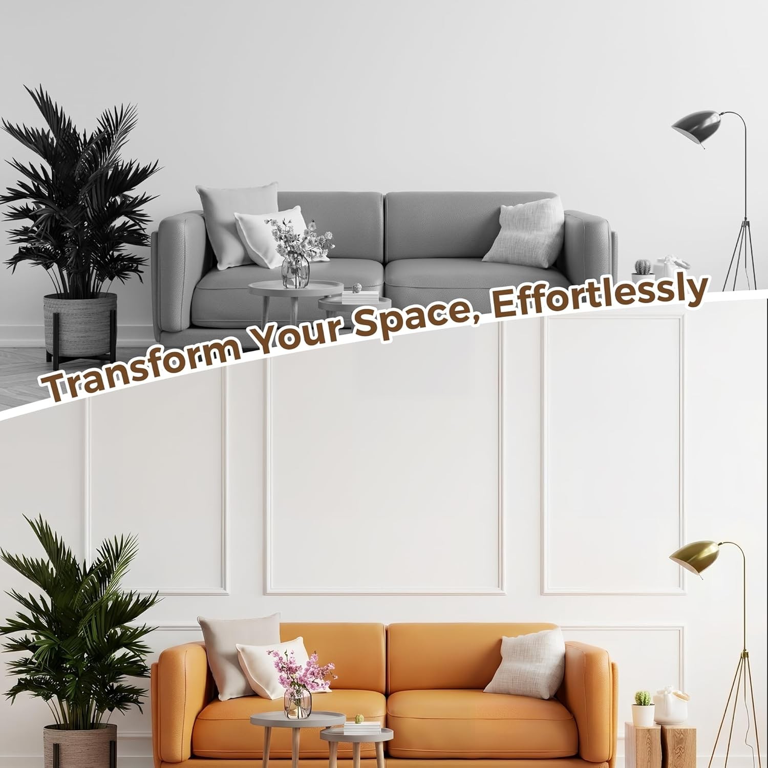 Pre-Cut Wall Molding Set of 6 pcs, Ready-to-Assemble Wainscoting Panels 34-PCS
