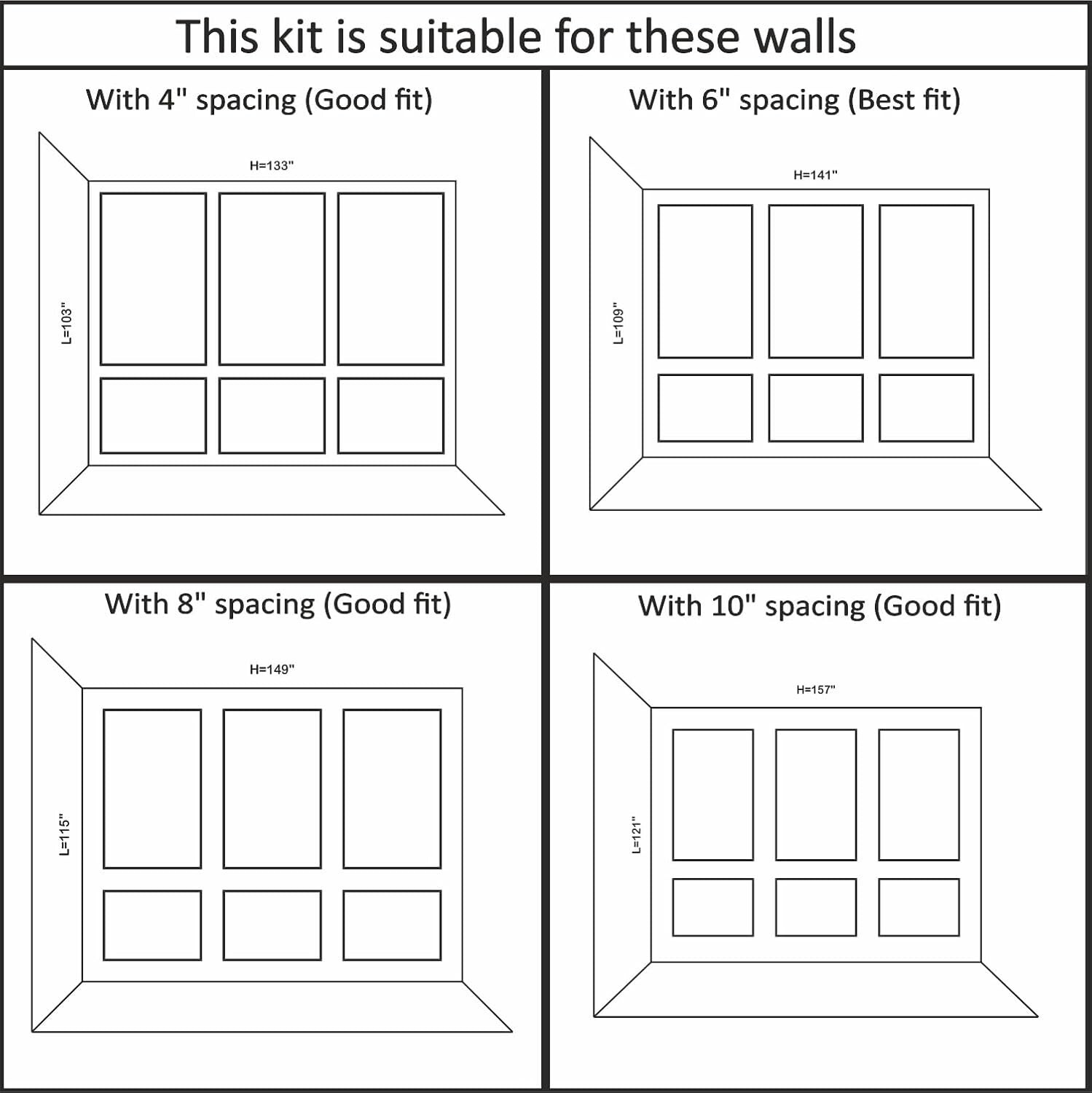 Birdeco – Peel and Stick Pre-Cut Wall molding kit – Factory Primed Wall molding