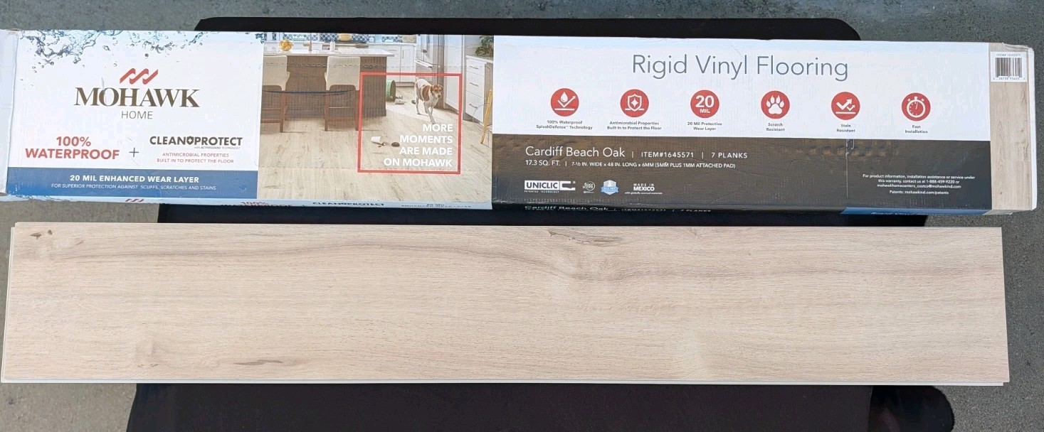 New Mohawk Cardiff Beach Oak Waterproof Luxury Vinyl Plank Flooring