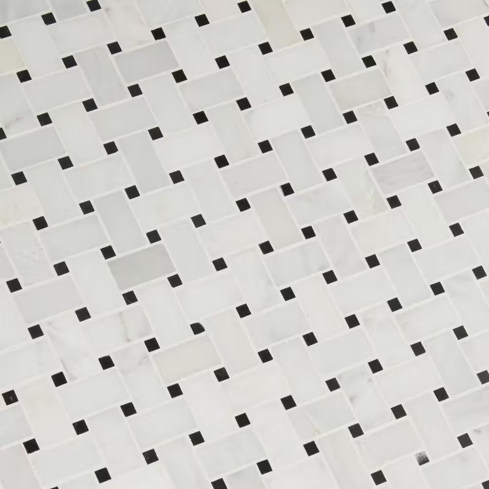 Greecian White Basket Weave 12 In. X 12 In. X 10Mm Honed Marble Mesh-Mounted Mos