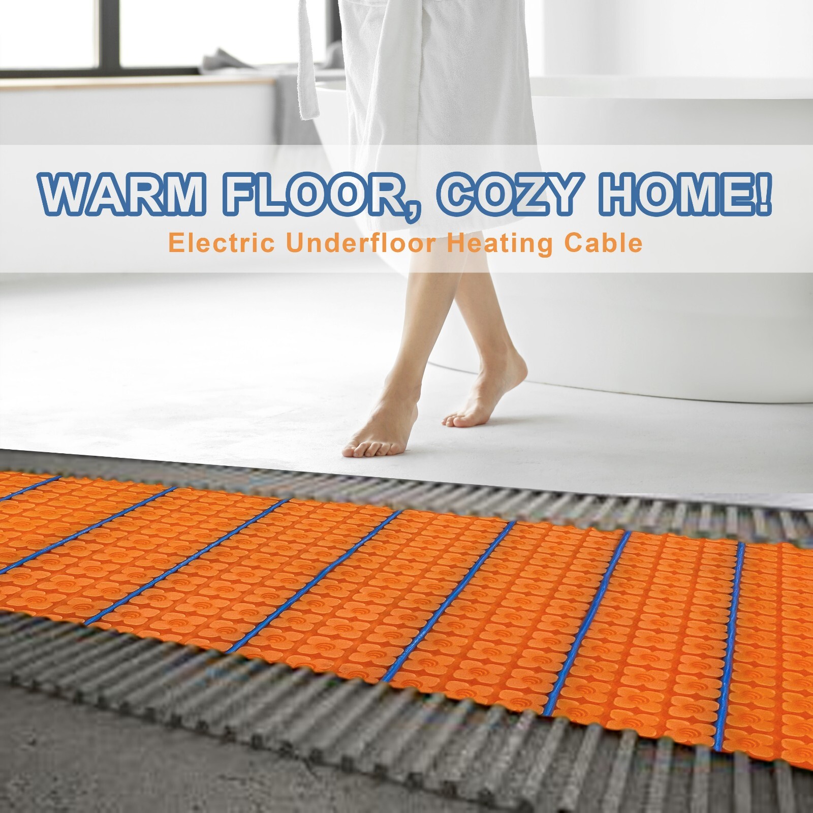 Smart WiFi Floor Heating Kit with Touchscreen Thermostat 120V/240V