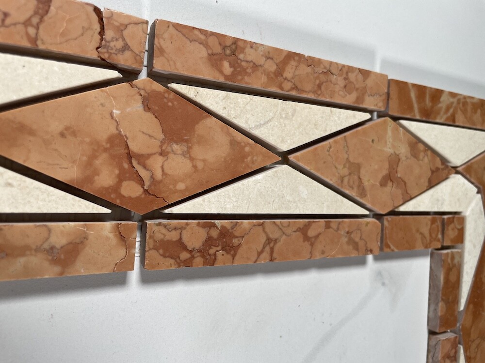 B0006P Marble Mosaic Border Listello Accent Tile Classic Rossa 3×7.9 Polished