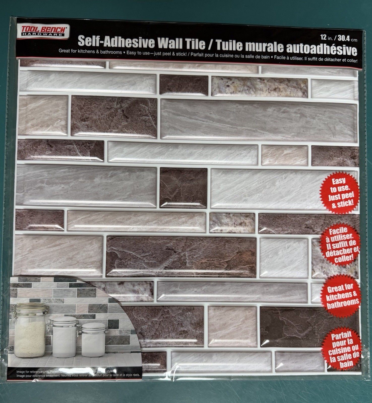 89 PCS Peel Stick Wall Tile ADH Mosaic Brown/Tan/White Faux Tile 12” NOS