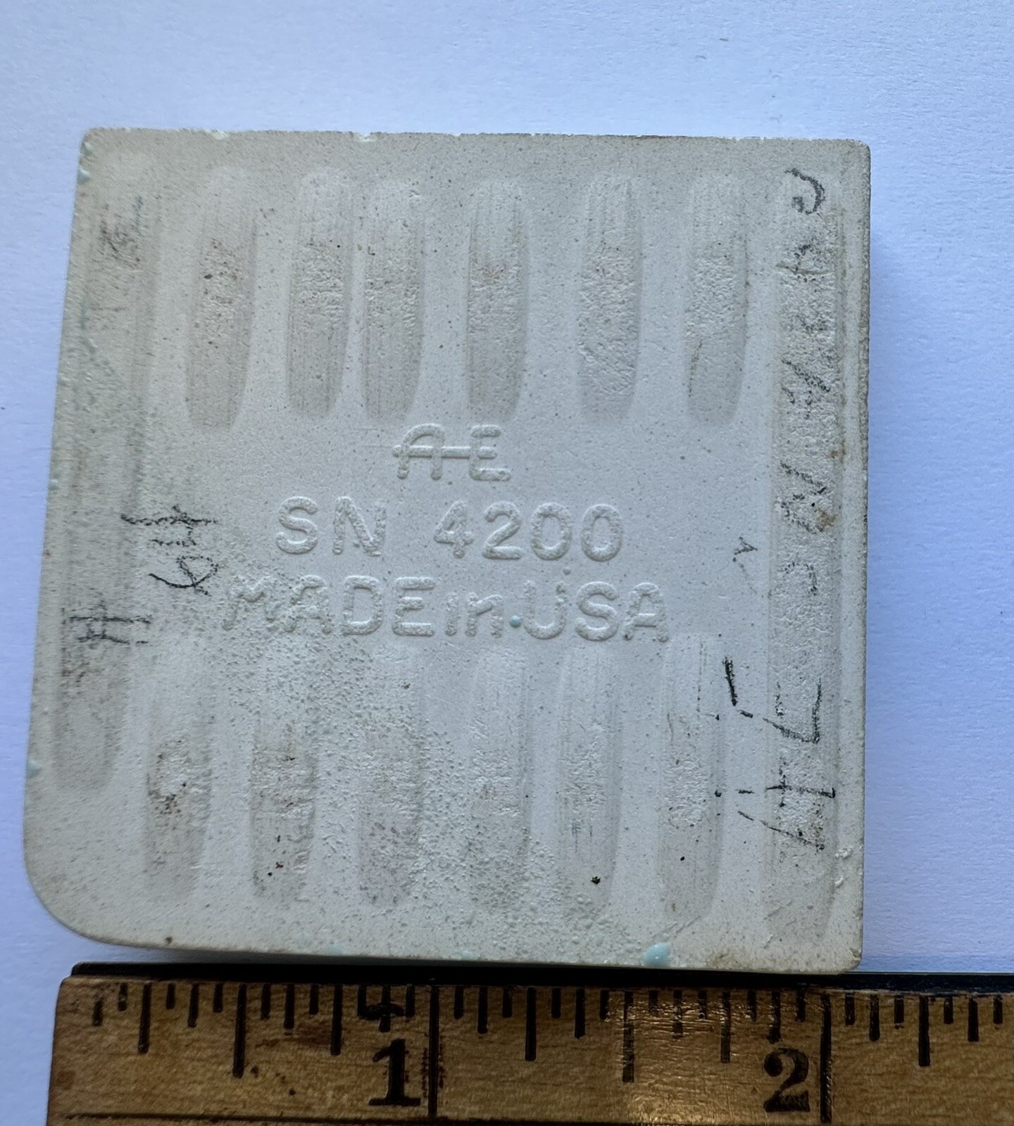 Turquoise: 2″ X 2″ X 5/16″ Ceramic Surface Bullnose Corner Tile, made 1950’s