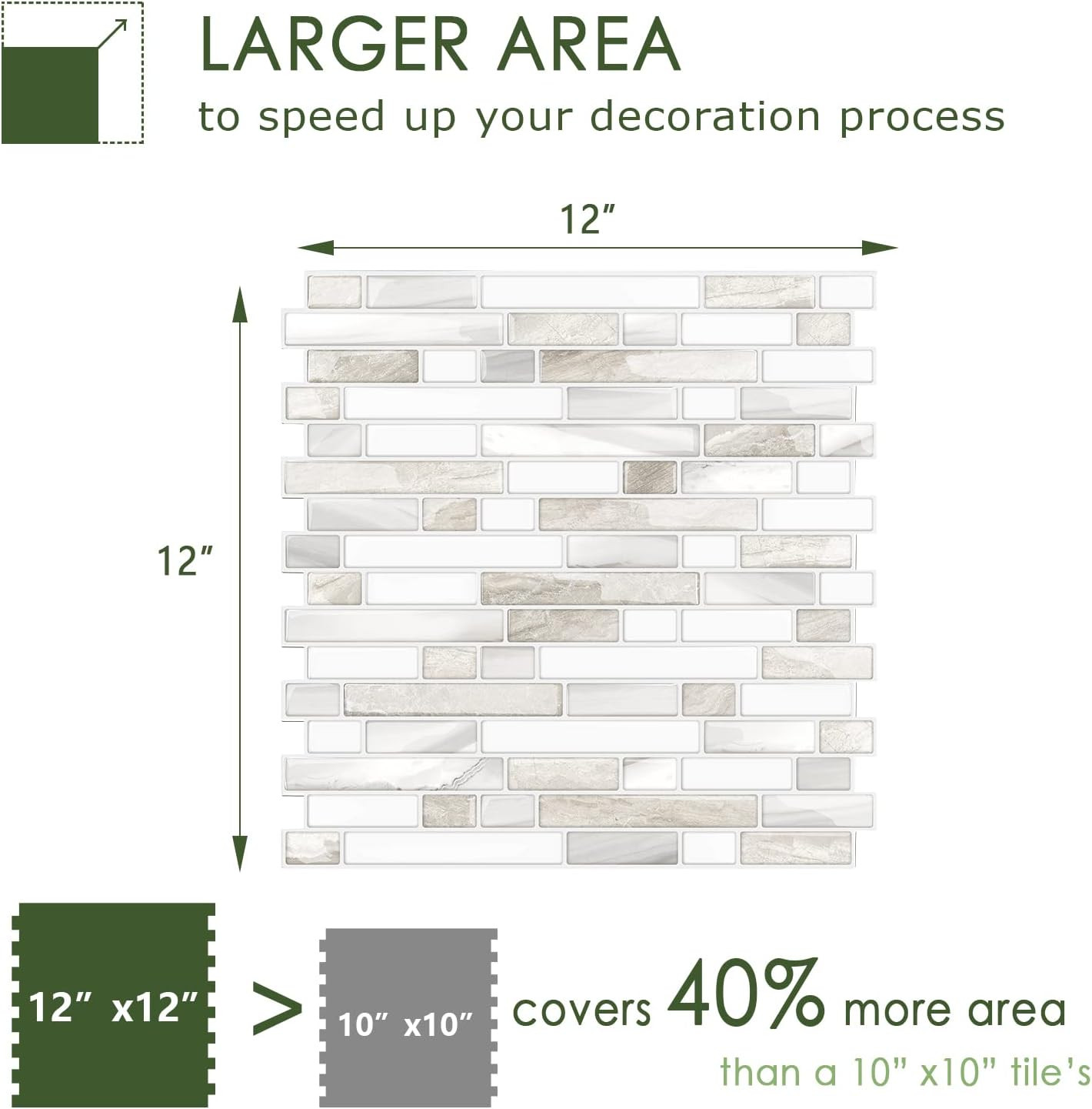 Thicker Design Peel and Stick, Self Adhesive Stick on Tile Backsplash for Kitche