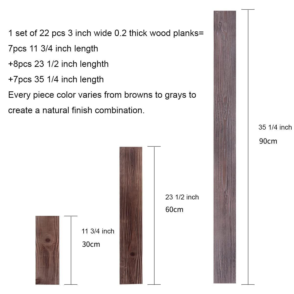 Holydecot Nail Up Paneling Wood Wall Panels, Real Solid 10 Sq Ft, Brown Gray