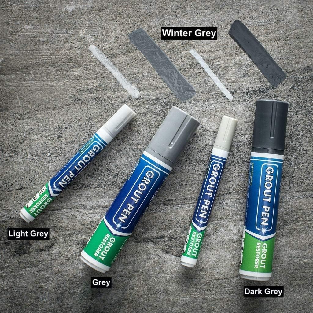 Grout Pen Winter Grey Tile Grout Paint: Waterproof Narrow 5mm Tip (7mL) – 3 Pack