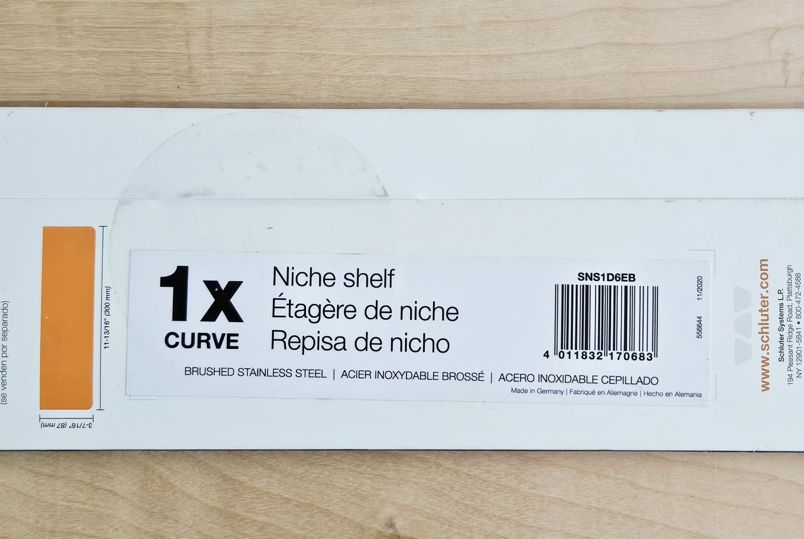 Schluter Systems Shelf-N Niche Curve Shelf Tile Shower/ Bath PN# SNS1D6EB New