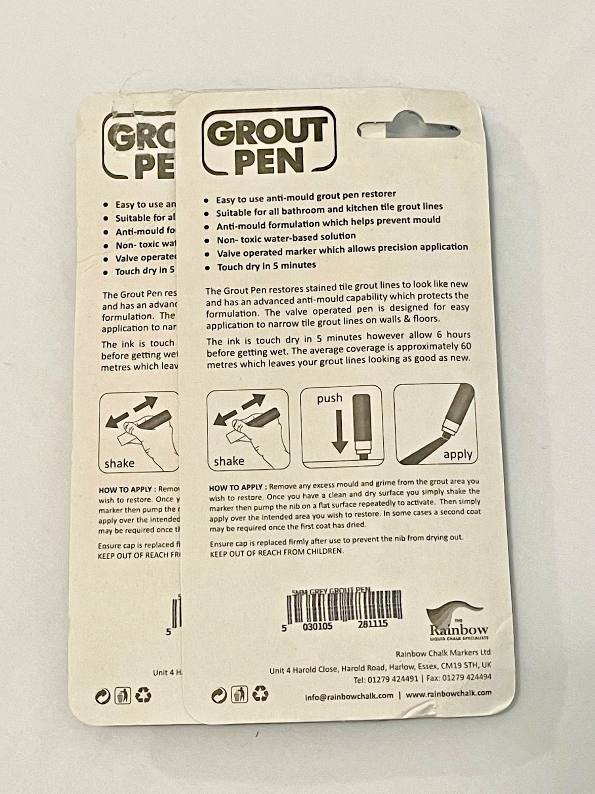 2 Grout Pens Grey Tile Paint Marker Waterproof Tile Grout Colorant Sealer NEW