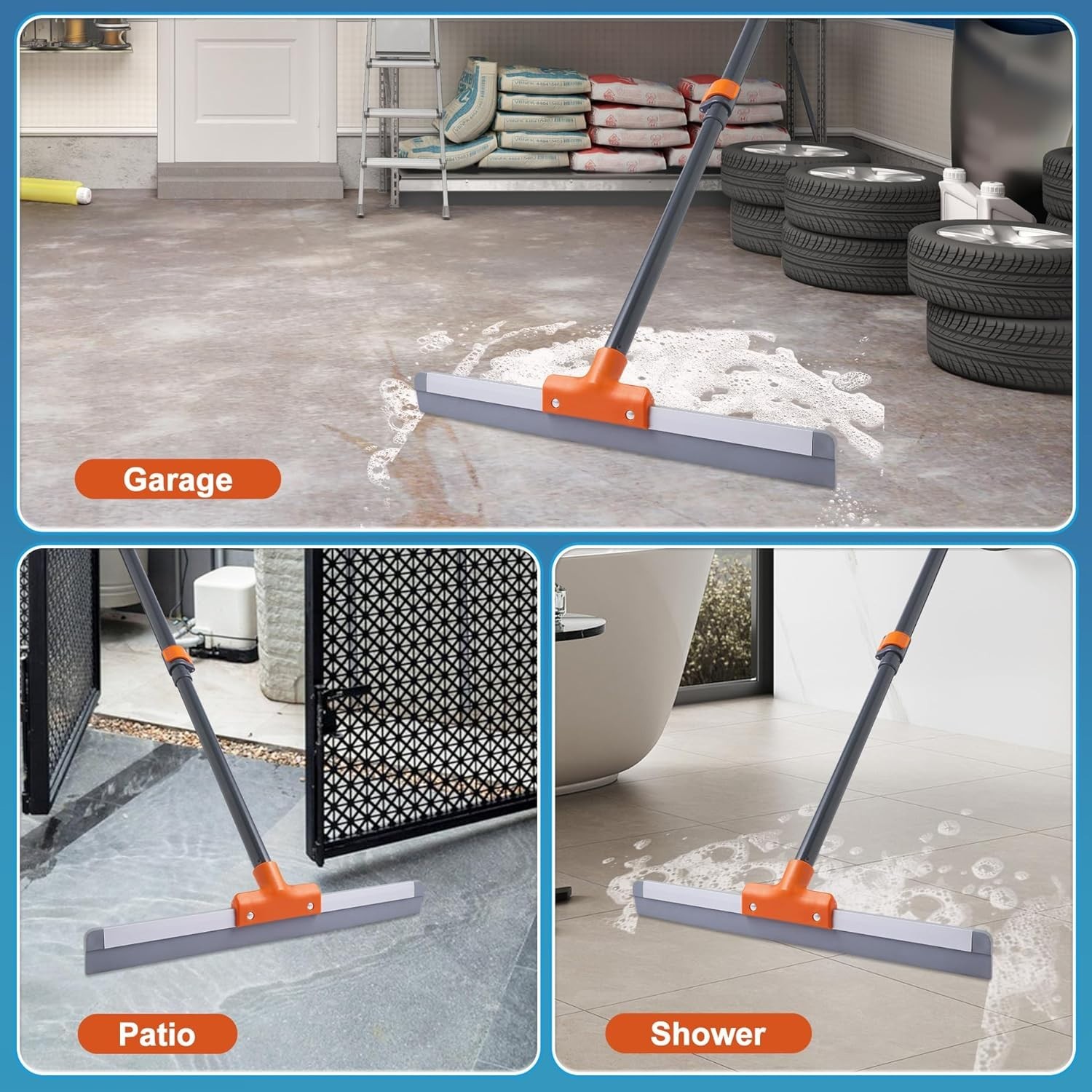 Rubber Floor Squeegee Concrete Tile Metal Aluminum Heavy Duty Garage Workshop…