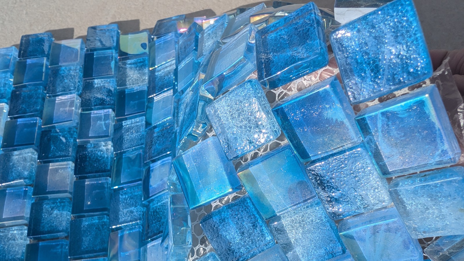 Blue Glass Tile Backsplash 12 X 12 For Pool And Bathroom Mosaic