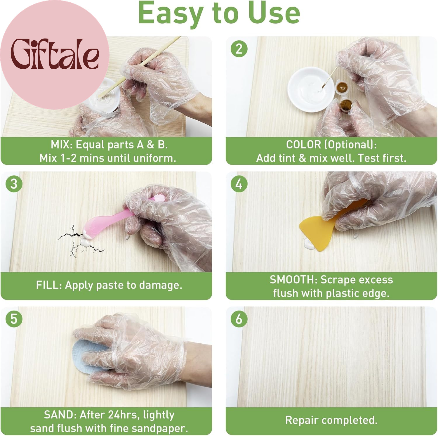 Surface Repair Kit for Tubs, Tiles, Countertops – Fixes Chips, Cracks, Scratches