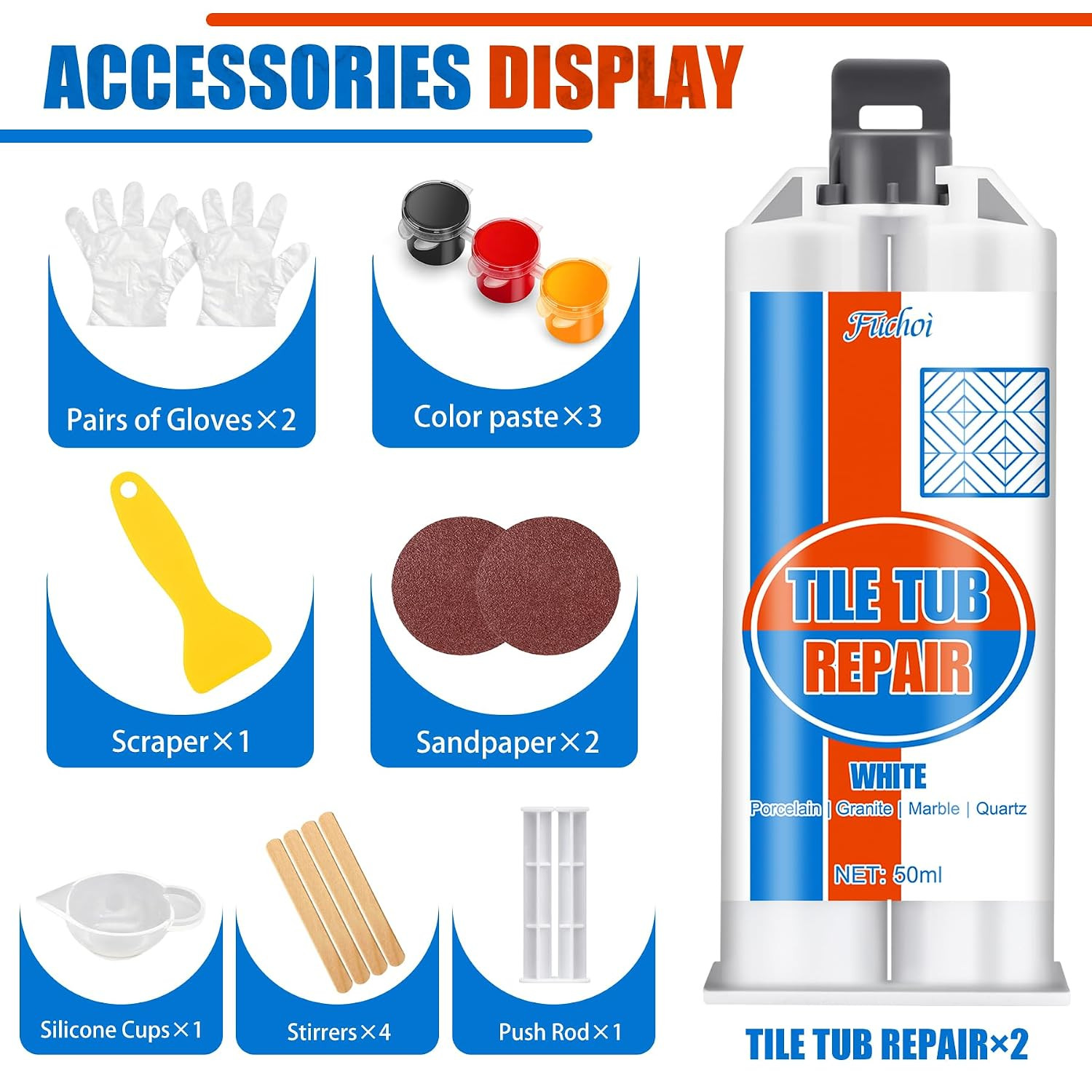 Tile Repair Kit, Ceramic Tile Chip Repair Kit, Porcelain Repair Kit for Ceram…