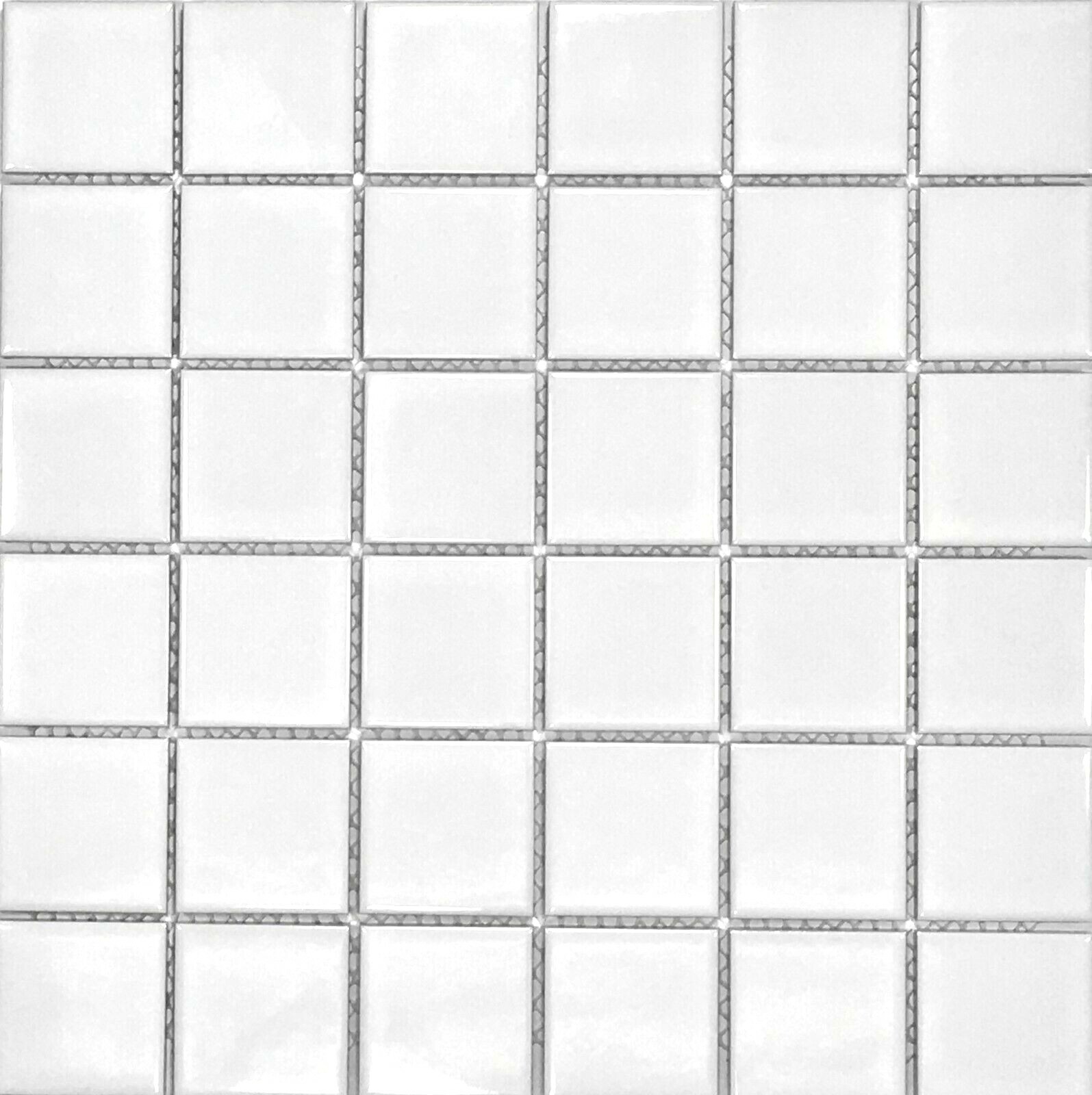 White 2×2 Shiny Porcelain Mosaic Tile Backsplash Wall Floor Kitchen (BOX OF 10)
