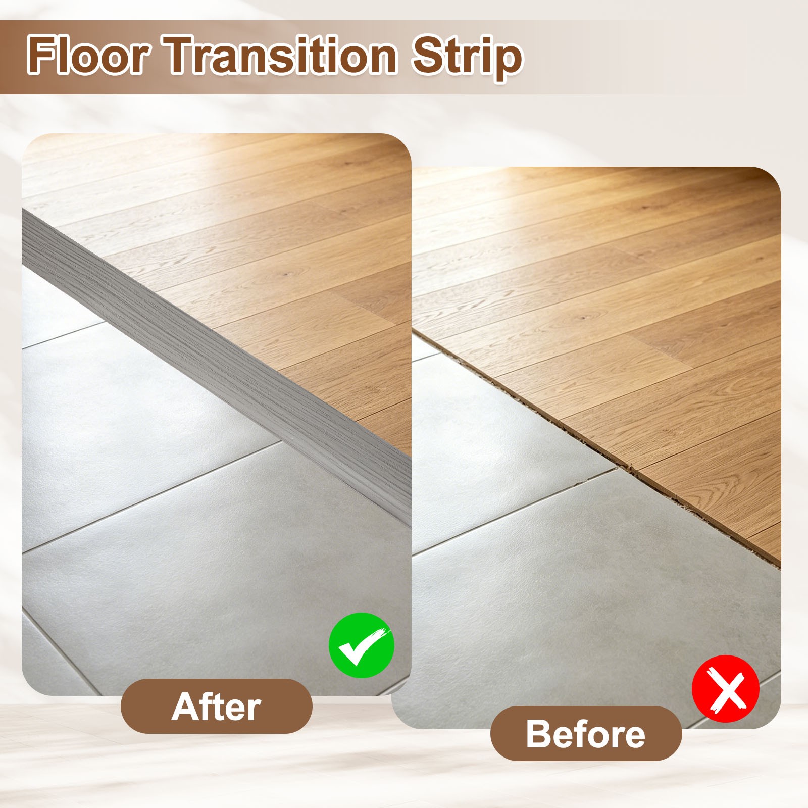 Floor Transition Strip (1.97″/ x 11.5ft) PVC Floor Strips New Gray Wood Grain
