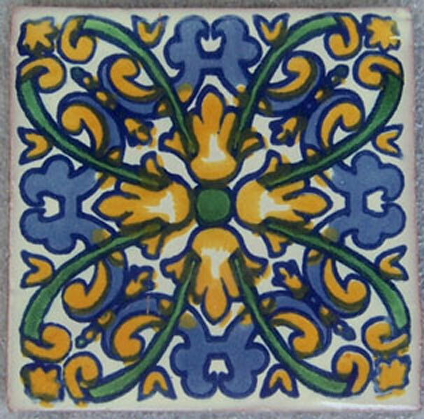 Mexican Tile Folk Art Handmade Talavera Backsplash Handpainted Mosaic # C195