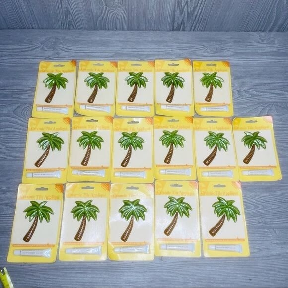 16 vintage decoration New Creative Ceramics Stick On Wall Art Tile Palm Tree