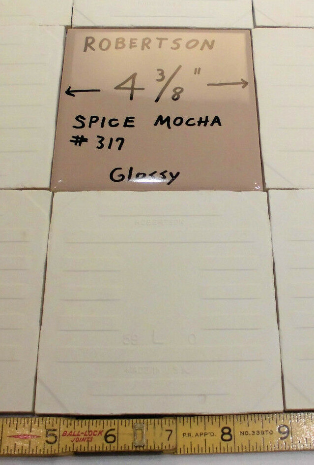 1 pc. Vintage Glossy Ceramic Tile *Spiced Mocha – Light Brown* 4-3/8″ – 4-5/16″