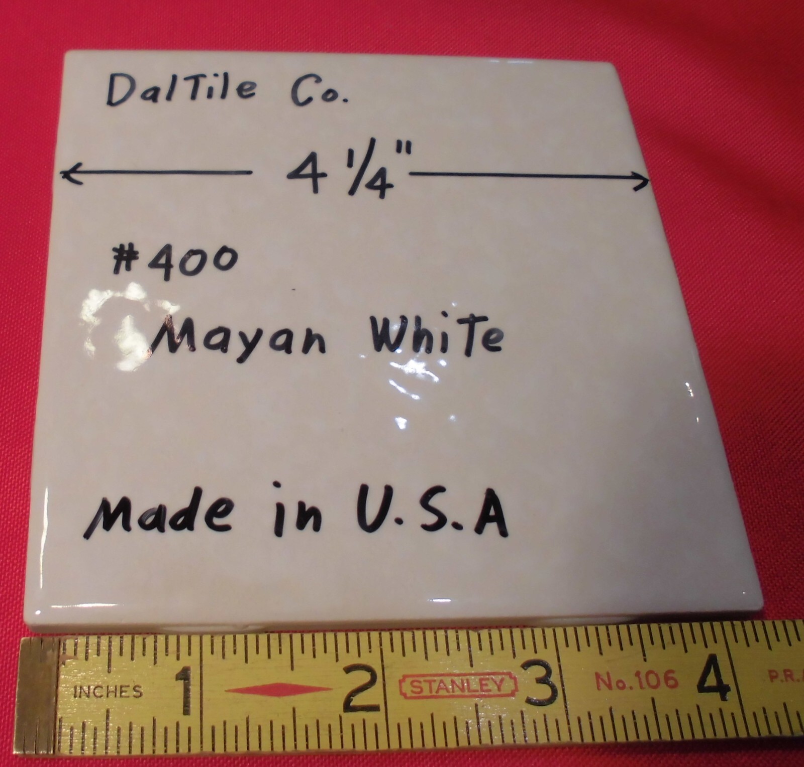 1 pc. Mayan White: Glossy Ceramic Tile by Daltile 4-1/4″ Tiny, Bumpy, Dimple