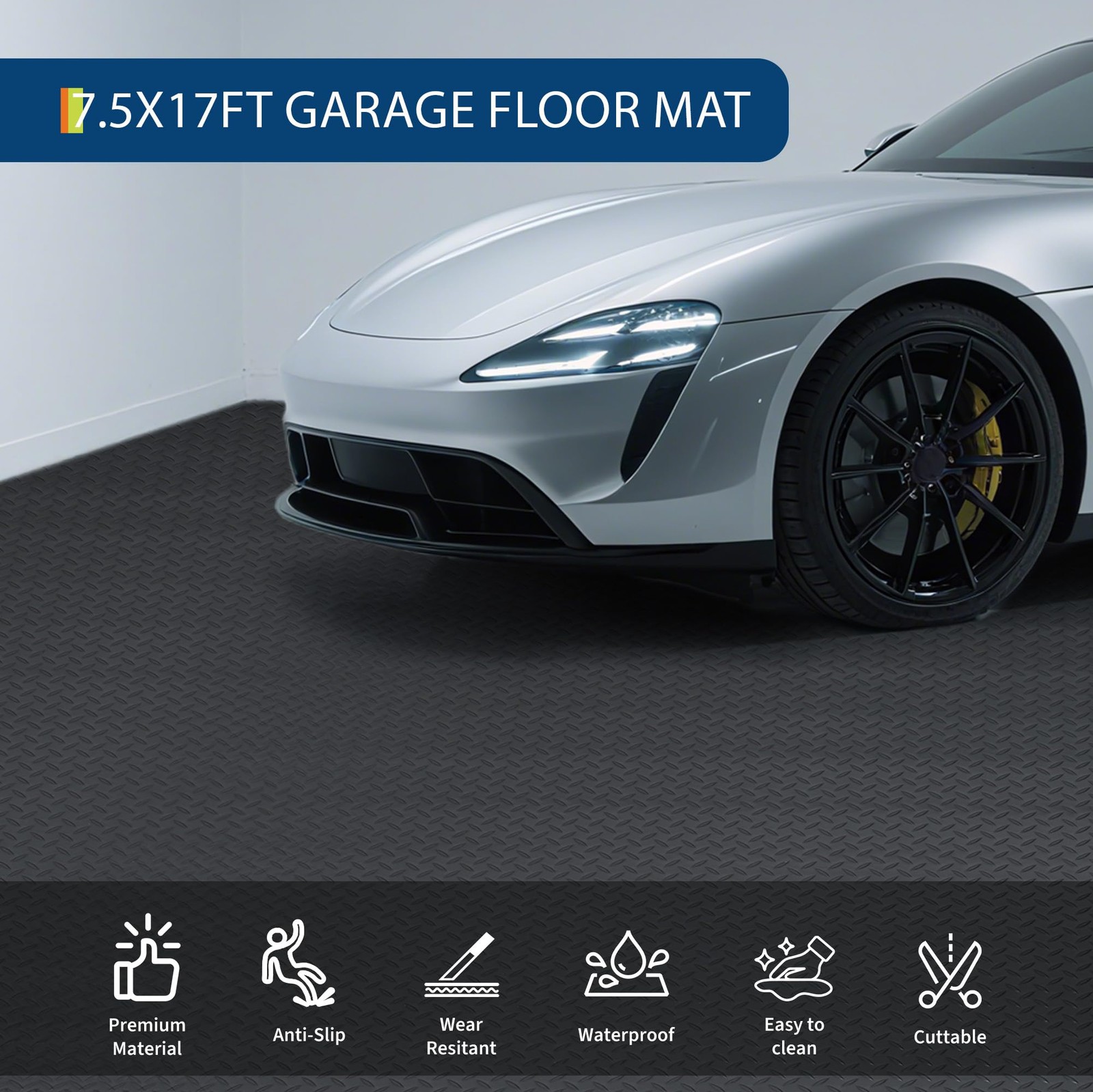 7.5×17/7.5×25/8×20 FT Garage Floor Mat, 2mm Thickened PVC Garage Floor Mat Roll