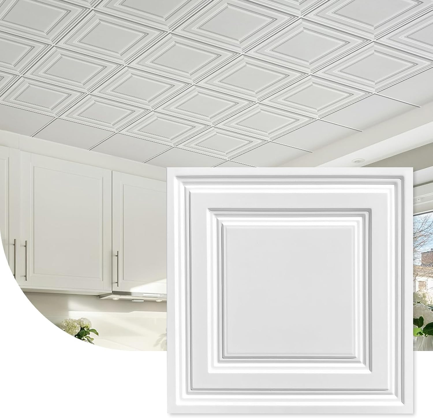 Uv-Printed PVC Drop Ceiling Tiles 2X2 Ft – Waterproof, Washable and Fire-Rated –