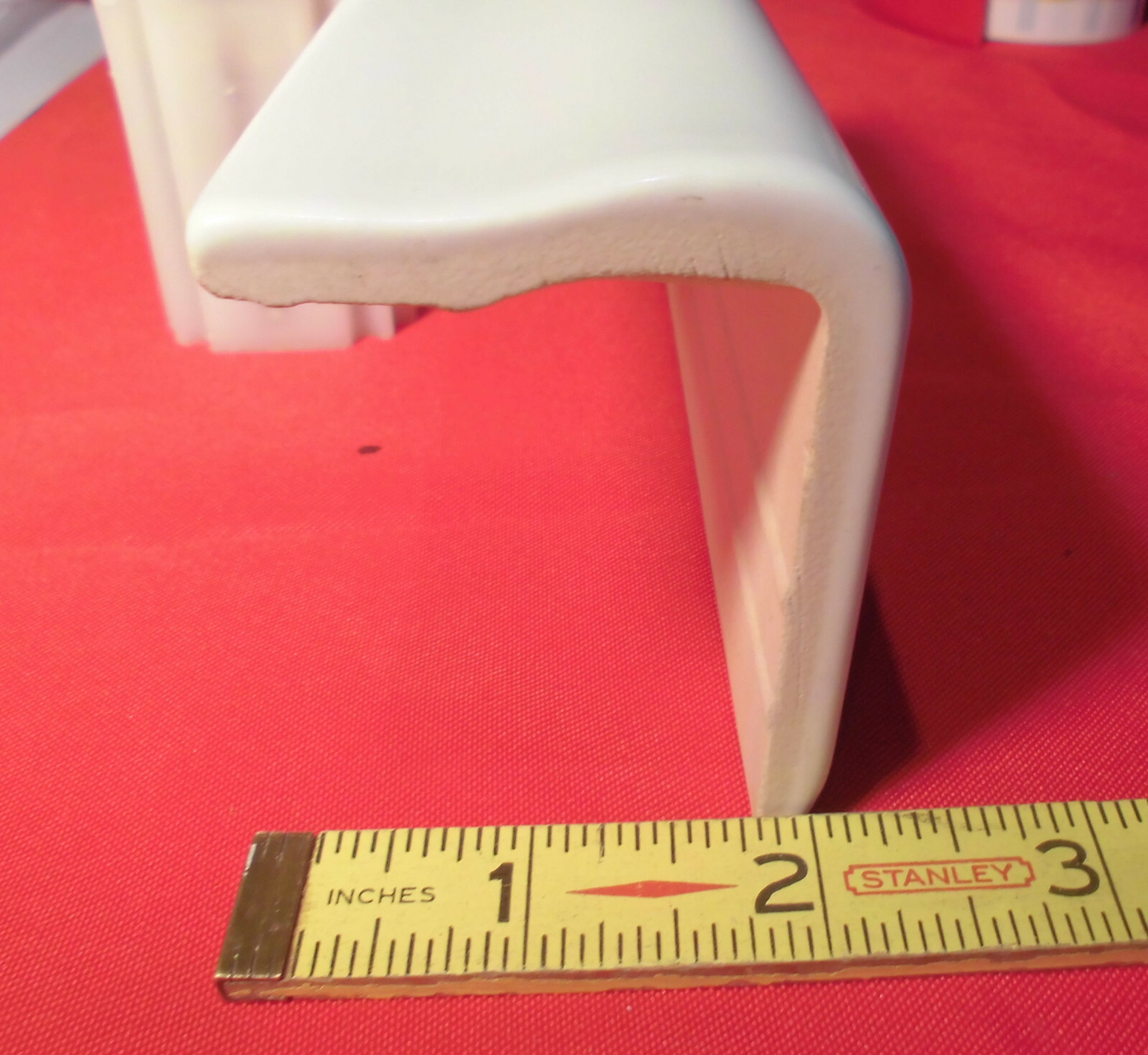 1 pc. *Vintage Matte White* V-Cap Ceramic Trim Tile: Counter Top Edging; New