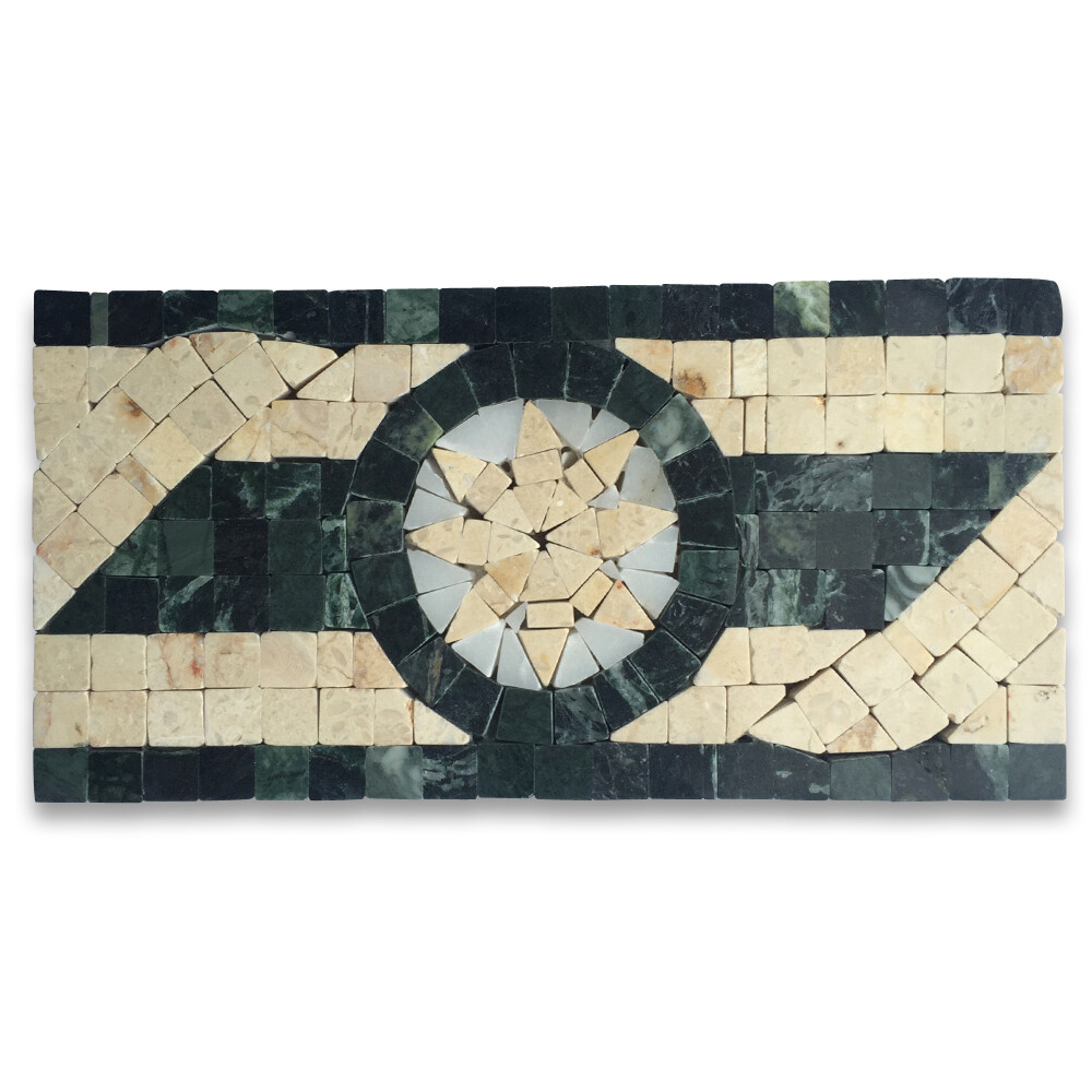 B0071P Marble Mosaic Border Accent Listello Tile Legend Jade 3.5×7.1 Polished
