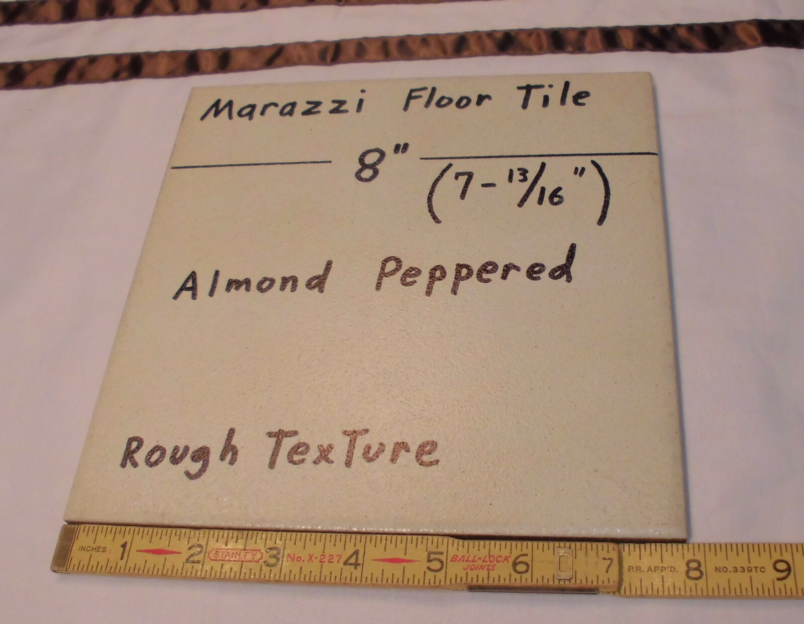 1 pc. “Almond-Off White” Peppered Textured-Ceramic / Porcelain Floor Tile 8″