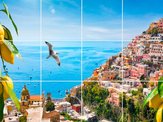 Positano Campania Mediterranean view Italy lemons ceramic tile mural backsplash