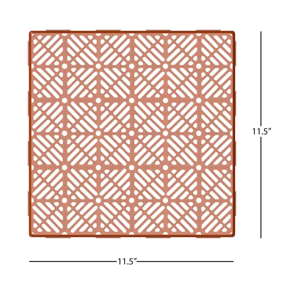 Terracotta 11.5 In. X 11.5 In. X 0.5 In. Polypropylene Flooring Tiles (12-Per Ca