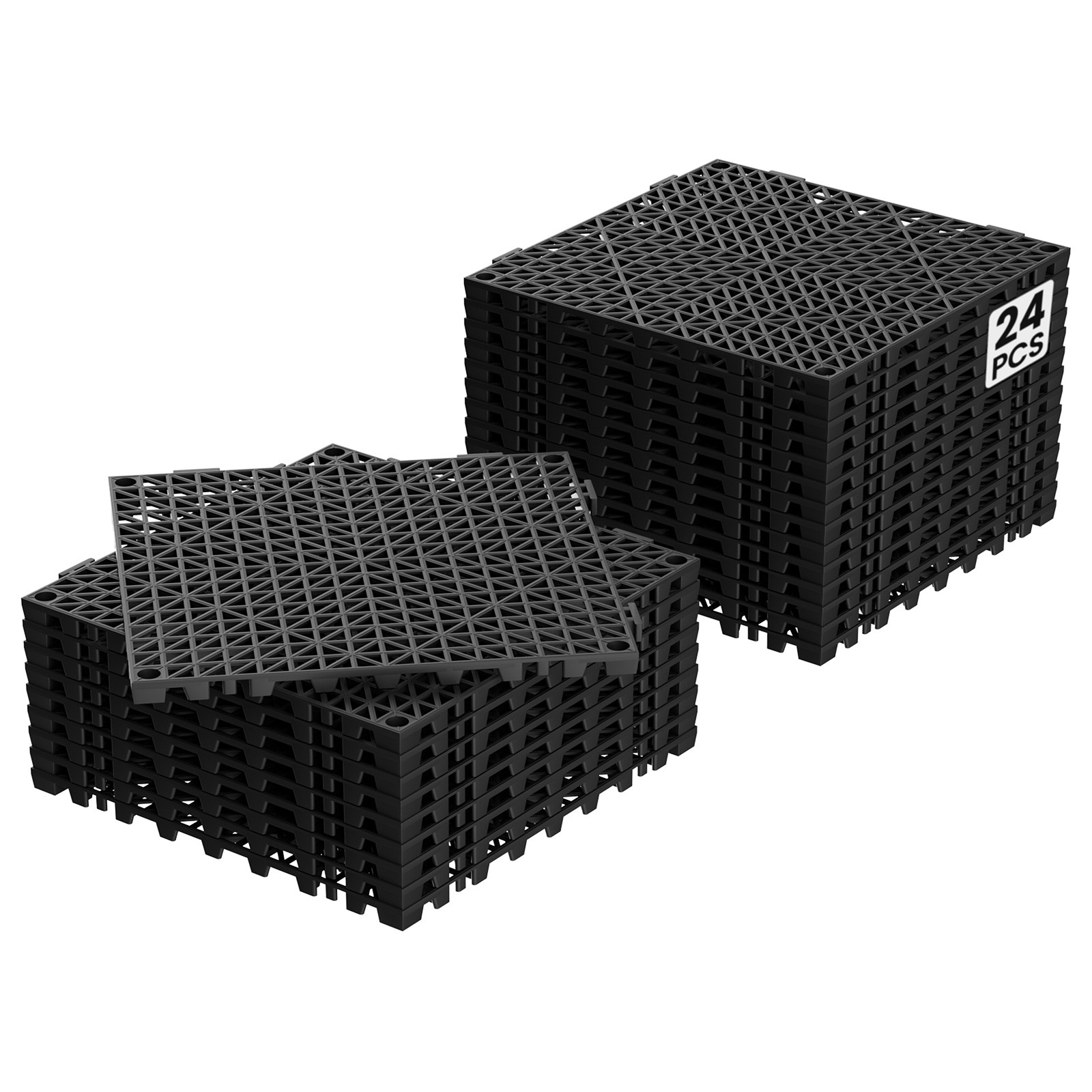 24/36/50 Pcs 12″x12″ PVC Interlocking Garage Floor Tiles Vented Water Drainage