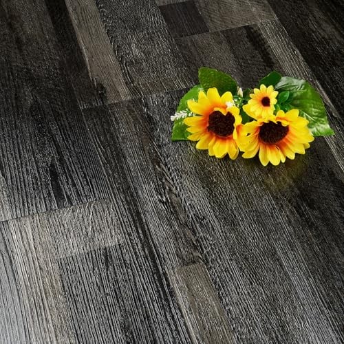 6″x36″ 17Pcs Peel and Stick Floor Tile Reclaimed Wood 17-Tiles 6x36inch Black